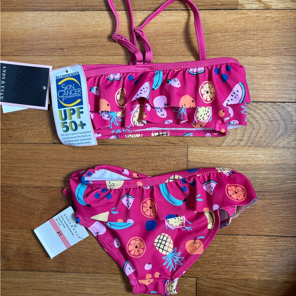 Andy & Evan Pink Fruit-Print Ruffle Bikini Set - Picture 2 of 3